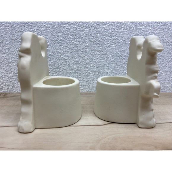 Vintage 2002 Party Line O Holy Night Wiseman Bisque Ivory Set Of 2 Candle Holder - Picture 4 of 10
